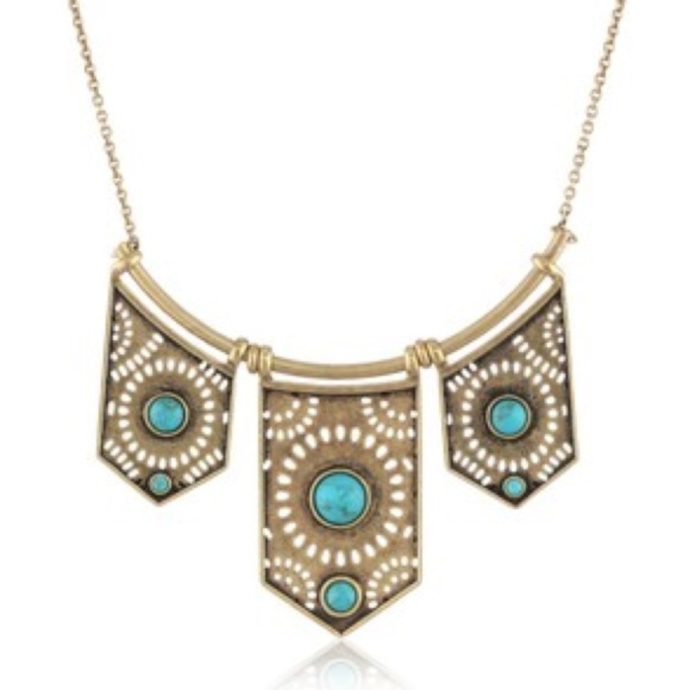 Gold and Turquoise Pendant Necklace